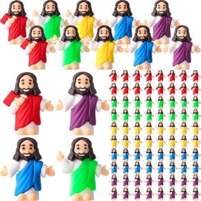 50 Pcs Mini Jesus Figurines in Bulk Tiny Jesus Figures 3 Styles Little Rubber Christ Toys to Hide and Seek Religious Party Favors for Sunday School Vbs Holy Communion Church Baptism Gifts
