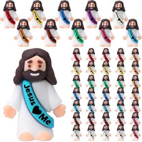 Bememo 50 Pcs Little Jesus Figures Original Design Rubber Mini Jesus Toys for Hide and Seek, Religious Party Favors, Easter Egg Stuffers, Sunday School Craft, Baptism Gifts