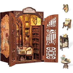 KuteBee Book Nook Kit ، مجموعات منزل مصغرة DIY للبالغين والمراهقين ، Dollhouse Mini Booknook Magic House Giftshels ، DIY Craft Higds for Family and Friends （The Darkness Herbarium）