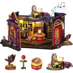 طقم منزل مصغرة DIY مع الباب المفتوح: Mini Wooden Dollhouse Miniature Kit مع LED Light ، Plustopoy Magic Tiny Model Mini Building Kit للبالغين المراهقين - هدية Creative Crafts ، ديكور المنزل
