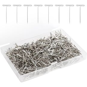 500pcs 1 بوصة دبابيس T ، دبابيس شعر مستعار من الفولاذ المقاوم للصدأ للشعر المستعار ، المستعارات البسكانية 1 بوصة مع صندوق بلاستيكي ، دبابيس مستقيمة طويلة للخياطة ، الحرف اليدوية تمنع المجوهرات خياطة الحياكة