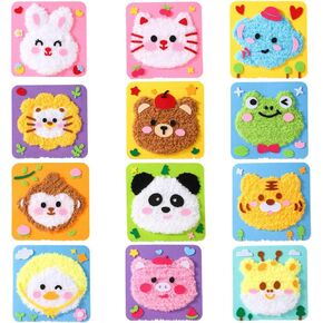Zmdhaysh DIY Cartoon Animal Kit ، خياطة إبرة ورسم الخيوط ، والفنون والحرف اليدوية للأطفال الأطفال في مرحلة ما قبل المدرسة ، وألعاب تعليمية للأطفال من 3 إلى 12 عامًا ، ومستلزمات الفنون والحرف اليدوية
