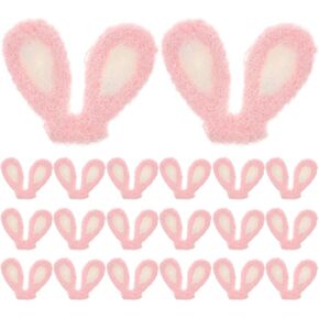 ABOOFAN Plush Rabbit Ear, 20pcs Easter Mini Bunny Ears Rabbit Ears Charms Hairpin Hair Clip Rabbit Ear Headwear Ornament for DIY Hat Headband Making Accessories White