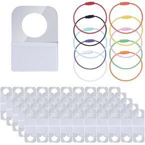 Holder for Yoto Cards Rings and Tabs, 100pcs 1.26x0.87in Self Adhesive Labels and 10pcs Stainless Steel Keyring Loop Case Storage Organizer Ideal Accessories for Yoto Card Marking and Organizing