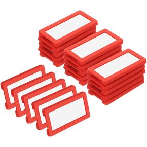 UXCELL 20 PCS حاملي الملصقات المغناطيسية ، حامل بطاقة بيانات 2.4 × 1.2 بوصة مع بطاقات ورقية وأفلام واقية لدرج خزانة أدوات الأدوات البيضاء على الرف ، أبيض ، أبيض