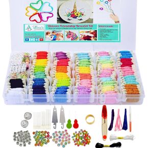 Athena's Elements Embroidery Floss Friendship Bracelet String Kit - 276pcs Thread and Accessories - Colors are Labeled with Std Codes - Perfect Thread for Cross Stitch - Supplies