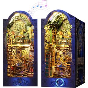 Book Nook Kit DIY Miniature House Magic Dollhouse Kit للبالغين المراهقين ، 3D Wooden Puzzle Booknook Reshelf Insert Decor