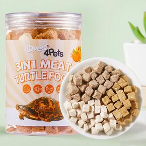 Turtle Food - 3 في 1 لحم تجميد مجفف - دجاج ، قرع مختلط البط ، سمك السلمون - علاجات متميزة للسلاحف ، سلاحف الأطفال المائية للسلحف
