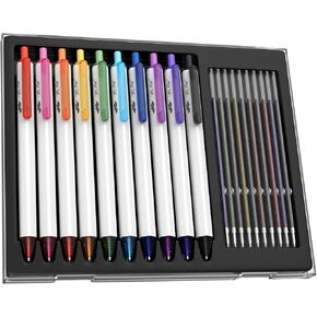 Mr. Pen- Point Point Pens حبر ملون متنوع ، 0.7 مم ، 10 أقلام حبر حبر ملونة مع حالة و 12 عبوات ، أقلام لطيفة للمجلة