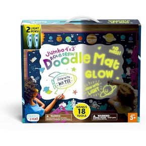 Chuckle & Roar - Aqua Draw Doodle Mat Glow - Water Color Magic Mat - Erase by Letting Mat Dry - Easy Play Anywhere - Ages 3 and Up