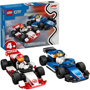 LEGO CITY F1 WILLIAMS RACING & HAAS F1 RACE CAR TOYS - لعبة بناء السيارات مجموعة للأطفال ، الأولاد والبنات ، الأعمار 4+ - لعبة ما قبل المدرسة F1 للجماهير - فكرة هدية لأعياد الميلاد - 60464