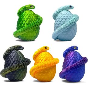 5pcs 3d طباعة البيض الأفعى المطبوعة ثلاثية الأبعاد المطبوعة ثلاثية الأفعى ثلاثية الأفعى المطبوعة مجموعة بيض عيد الفصح مفصلية سلة عيد الفصح سلة الغموض ثعبان البيض تلويث الحيوانات 3D المطبوعة الحيوانات (متعددة الألوان 5-5 مساءً)