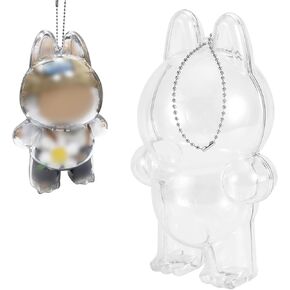 Protective Case for The Monsters Exciting Macaron Doll Protective Acrylic Display Case Decor with Keychain Clear Cover Box for Standing Figure Accessories