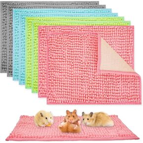 8 PCS غينيا خنازير بطانة القفص القابلة للغسل قفص القفص 16x12 بوصة غينيا خنزير الصوف حصيرة الفراش القابلة لإعادة الاستخدام من وسادات التبول للحيوانات الصغيرة ، الأرنب (رمادي ، أخضر ، وردي ، أزرق)
