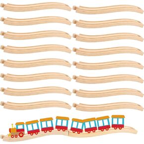 16 Pack Wooden Train Ascending Descending Tracks Wood Track Pieces Hardwood Train Track Expansion Packs Compatible with All Major Wooden Railways