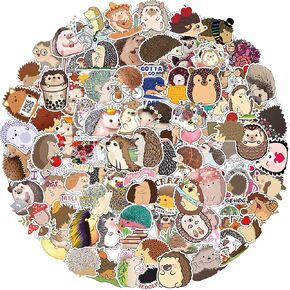 100pcs ملصقات القنفذ بالألوان المائية ، لطيف ملصقات القنفذ هدايا القنفذ ملصقات فينيل شارات مقاومة للماء لديكور ديكور ديكور مجلة سكرت مظاريف الكمبيوتر المحمول زجاجات المياه