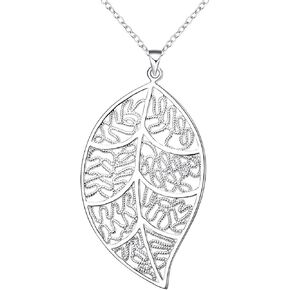 المجوهرات الأزياء 925 Sterling Silver 3D Simulation Leaf Netlace for Women