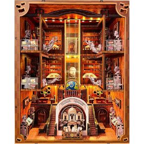 Book Nook Kit للبالغين والمراهقين ، ديكور رف الكتب ثلاثي الأبعاد مع ضوء LED ، خيارات الطاقة المزدوجة (البطارية/النوع C) ، هدية دمية مصغرة مثالية (المكتبة العالمية)