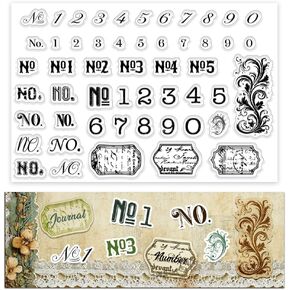 PH PandaHall NO.1 Clear Stamp, Number Silicone Rubber Stamp Label Clear Stamps Transparent Craft Stamp for Journals, Scrapbooking, Photo Albums, Holiday Cards, Gift Tags, 4.3 x 6.3 inch