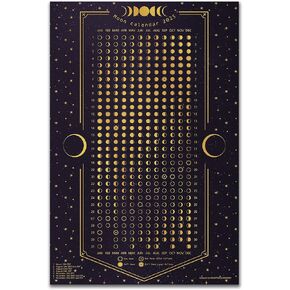 Moon Calendar 2025 - Lunar Phases and Eclipses Tracker - Night Sky Horizontal Wall Celestial Calendar Poster - 18 x 12 inch