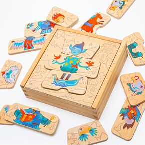أصدقاء الألغاز المسحور اللغز الخشبي للأطفال الصغار ، لعبة Montessori التعليمية للبنين والبنات ، والألغاز الخشبية للأطفال ، ولعب الأطفال الصغار 2-3 ، والهدايا الصغار ، والهدايا التعليمية لمدة 4 سنوات