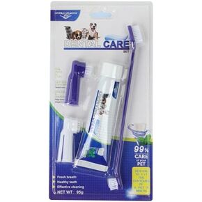 4 PCs Pets Oral Cleaning Toothbrush Toothpaste Fingerbrush Package, Dental Health Care, Clean Teeth & Freshen Breath for Dogs, Cats, Puppies, Reducing Plaque | Professional, Safe and Reliable