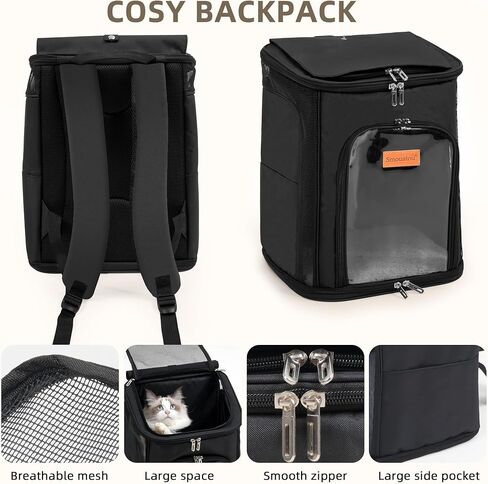 Cat Carrier, Dog Carrier, Cat Bag Carrier, Cat Travel Carrier, Soft-Sided Cat Bag Pet Carriers (Black) in Saudi Arabia