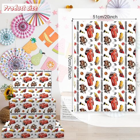 4Pack Wrapping Paper 20X30 inch for Baby Shower Kids McQueen Birthday Party Decorations Wedding DIY Crafts Gift Packing Birthday McQueen cars Decoration (car) in Kuwait