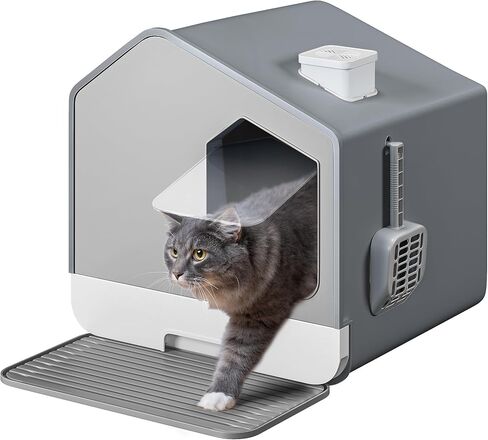 YITAHOME Extra Large Enclosed Cat Litter Box with Mat and Litter Scoop, Odorless Anti-Splashing XL Covered Hooded Cat Box, No Installation Needed in Saudi Arabia