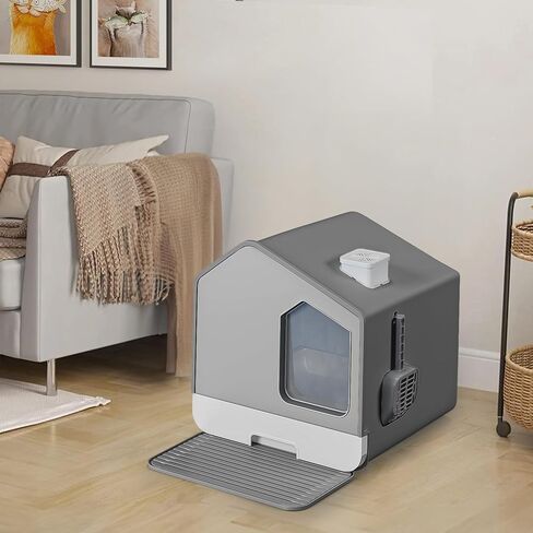 YITAHOME Extra Large Enclosed Cat Litter Box with Mat and Litter Scoop, Odorless Anti-Splashing XL Covered Hooded Cat Box, No Installation Needed in Saudi Arabia