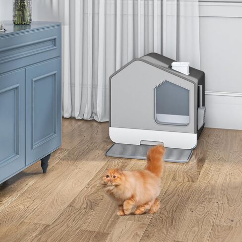 YITAHOME Extra Large Enclosed Cat Litter Box with Mat and Litter Scoop, Odorless Anti-Splashing XL Covered Hooded Cat Box, No Installation Needed in Saudi Arabia