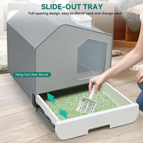YITAHOME Extra Large Enclosed Cat Litter Box with Mat and Litter Scoop, Odorless Anti-Splashing XL Covered Hooded Cat Box, No Installation Needed in Saudi Arabia