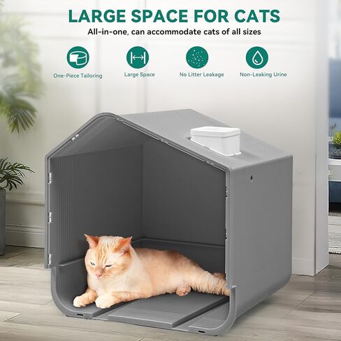 YITAHOME Extra Large Enclosed Cat Litter Box with Mat and Litter Scoop, Odorless Anti-Splashing XL Covered Hooded Cat Box, No Installation Needed in Saudi Arabia