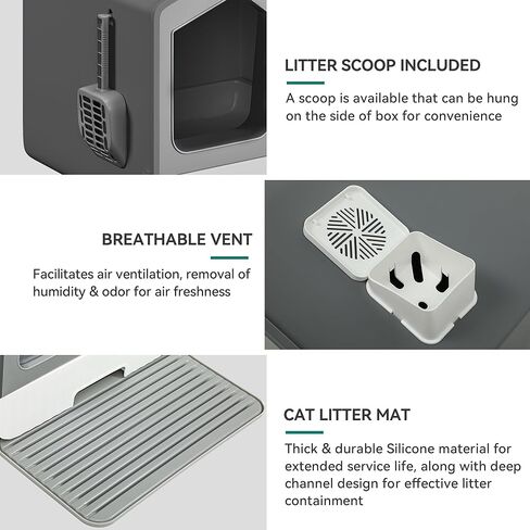 YITAHOME Extra Large Enclosed Cat Litter Box with Mat and Litter Scoop, Odorless Anti-Splashing XL Covered Hooded Cat Box, No Installation Needed in Saudi Arabia