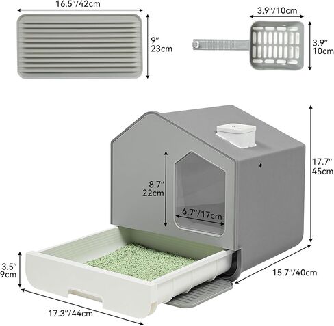 YITAHOME Extra Large Enclosed Cat Litter Box with Mat and Litter Scoop, Odorless Anti-Splashing XL Covered Hooded Cat Box, No Installation Needed in Saudi Arabia