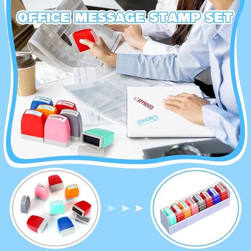 مجموعة طوابع Office Crtiin 8 PC - تمت الموافقة عليها ، مدفوعة ، نسخ ، فاكس ، مسحها ضوئيًا ، سرية ، مستلمة ، أصلية - طوابع مطاطية ذاتية ، مستطيلة للأعمال (النمط 1 ، ألوان مختلطة) in Kuwait