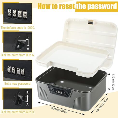 Medication Lock Box Lockable Storage Box for for Snack Foods Containers Small Lockbox with Combination Code for Medicine Safe Office Home Personal Item Travel Storage(Gray) in Kuwait