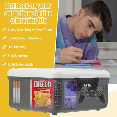 Medication Lock Box Lockable Storage Box for for Snack Foods Containers Small Lockbox with Combination Code for Medicine Safe Office Home Personal Item Travel Storage(Gray) in Kuwait