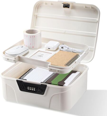 Medication Lock Box Lockable Storage Box for for Snack Foods Containers Small Lockbox with Combination Code for Medicine Safe Office Home Personal Item Travel Storage(Gray) in Kuwait