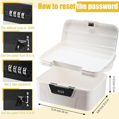 Medication Lock Box Lockable Storage Box for for Snack Foods Containers Small Lockbox with Combination Code for Medicine Safe Office Home Personal Item Travel Storage(Gray) in Kuwait