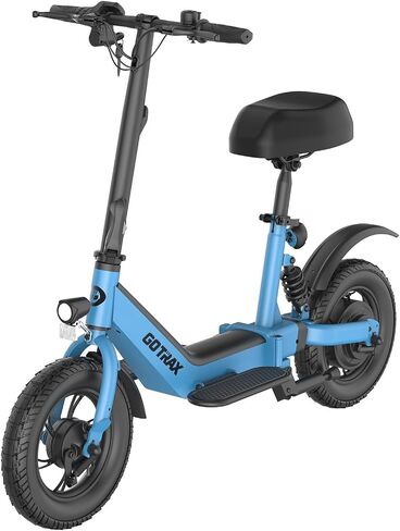 Gotrax A3 Electric Scooter with Seat for Adults, 350W Motor, 15.5MPH Top Speed, Max 9.5 Miles Range, 12" Pneumatic Tire and Height Adujustable Seat, Lightweight and Foldable for Commuting (Black) in Saudi Arabia
