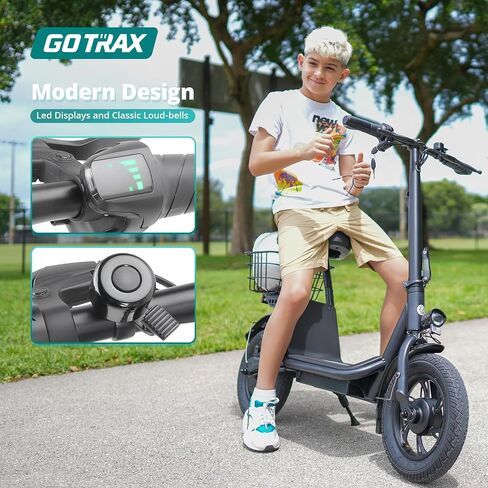 Gotrax A3 Electric Scooter with Seat for Adults, 350W Motor, 15.5MPH Top Speed, Max 9.5 Miles Range, 12" Pneumatic Tire and Height Adujustable Seat, Lightweight and Foldable for Commuting (Black) in Saudi Arabia