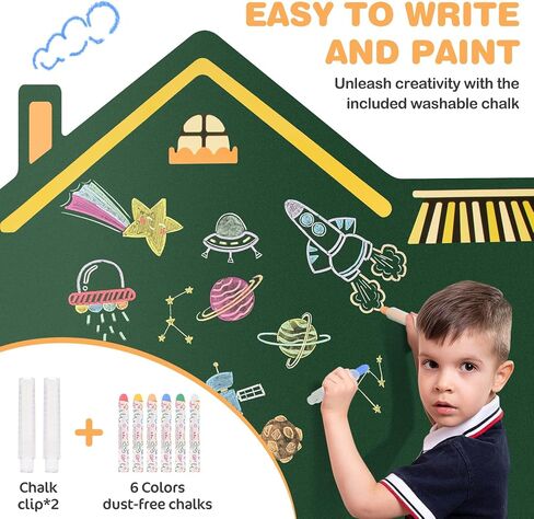 Magnetic Wall Decal for Kids, 23.6"x35" Self Adhesive Magnetics Chalkboard Wall, Magnetic Wallpaper Stickers Board with 6 Dust-Free Chalks, Stickers etc. for Kids Playroom, School, Home Decor. in Kuwait