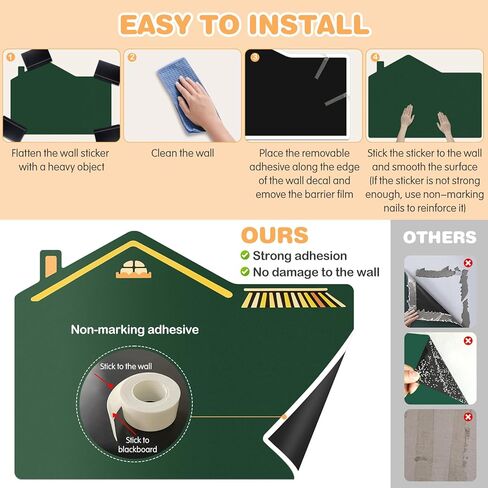 Magnetic Wall Decal for Kids, 23.6"x35" Self Adhesive Magnetics Chalkboard Wall, Magnetic Wallpaper Stickers Board with 6 Dust-Free Chalks, Stickers etc. for Kids Playroom, School, Home Decor. in Kuwait