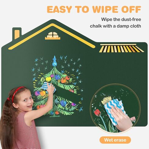 Magnetic Wall Decal for Kids, 23.6"x35" Self Adhesive Magnetics Chalkboard Wall, Magnetic Wallpaper Stickers Board with 6 Dust-Free Chalks, Stickers etc. for Kids Playroom, School, Home Decor. in Kuwait