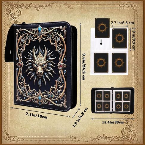 Retro Life Tree Card Binder 4-Pocket Card Holder Album 400 Pocket, Life Tree Trading Gamecards Holder Zipper Case Collector Album for Game Sports Collector Gift in Kuwait