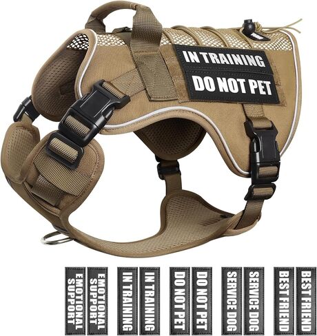 WINSEE Service Dog in Training Mesh Harness with 10 Pet Patches, Soft Air Mesh Breathable Tactical Dog Molle Vest, Reflective Military Pet Vest for Walking Hiking for Medium Dogs in Kuwait