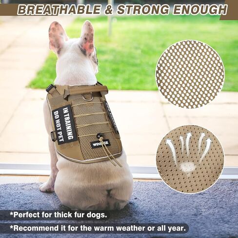 WINSEE Service Dog in Training Mesh Harness with 10 Pet Patches, Soft Air Mesh Breathable Tactical Dog Molle Vest, Reflective Military Pet Vest for Walking Hiking for Medium Dogs in Kuwait