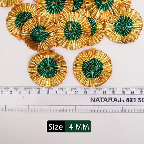 تطريز Gota Patti Flowers Patches للملابس ، بقع زين لأعمال التطريز ، زهور Gota للديكور ، الحرف اليدوية والزهور للتصميم (100 قطعة ، الذهب ، 4 سم) in Kuwait