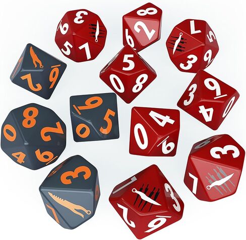 Modiphius Entertainment: Fallout Factions: Dice Sets - The Pack - 12 Engraved Dice, Tabletop Miniatures Game Accessory, Officially Licensed in Saudi Arabia